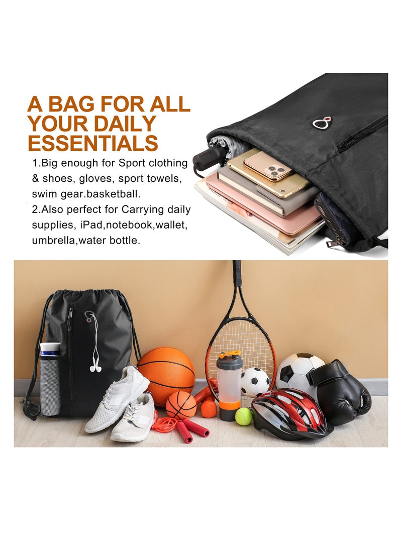 Drawstring Sackpack Bag, Gymsack Bag with Pocket Gym Sports Bag Outdoor Exercise Running Swimming Backpack Unisex - Image 3