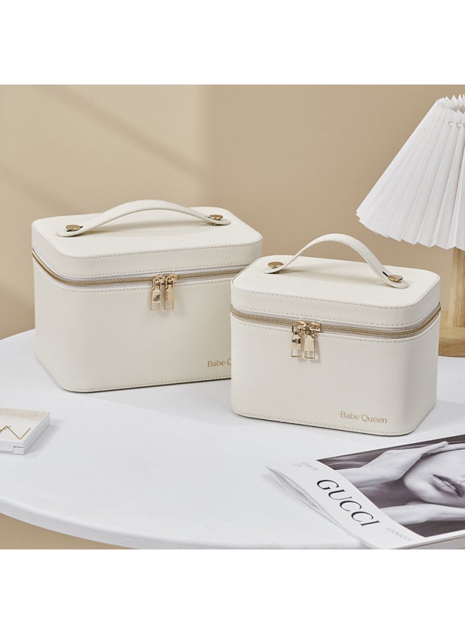 Loquat Cosmetic Bag With Mirror Advanced LED Light Large Capacity With Light Cosmetic Case A Batch Of Follow-up Box-Color:Crescent White Large 【rechargeable Led Light Full Mirror】 - Image 5