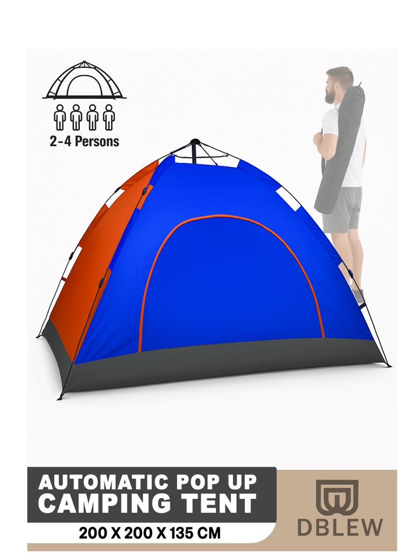 DBLEW خيمة تخييم أوتوماتيكية 4 أشخاص (200X200X135) سم، خيمة قبة أوتوماتيكية فورية، خفيفة الوزن ومضادة للرياح للرحلات العائلية، الصيد، المشي لمسافات طويلة، خيمة شاطئية ونزهة - متعددة الألوان - Image 1