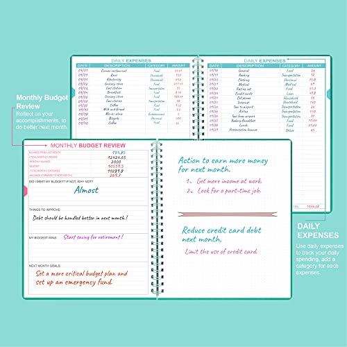 Nokingo Budget Planner & Monthly Bill Organizer with Pockets. Expense Tracker Notebook, Budgeting Journal and Financial Planner Budget Book to Control Your Money, 8" x 9.5", PU Leather, Teal - Image 3