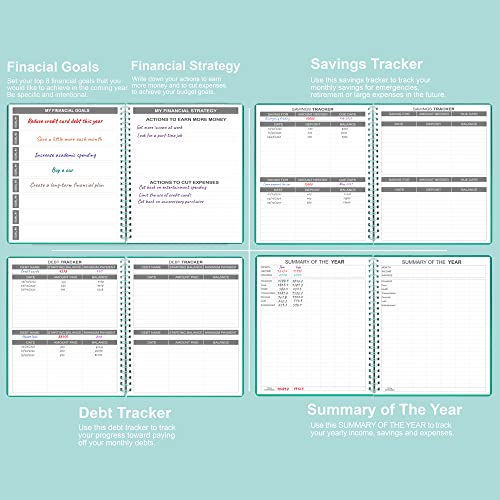 Nokingo Budget Planner & Monthly Bill Organizer with Pockets. Expense Tracker Notebook, Budgeting Journal and Financial Planner Budget Book to Control Your Money, 8" x 9.5", PU Leather, Teal - Image 5