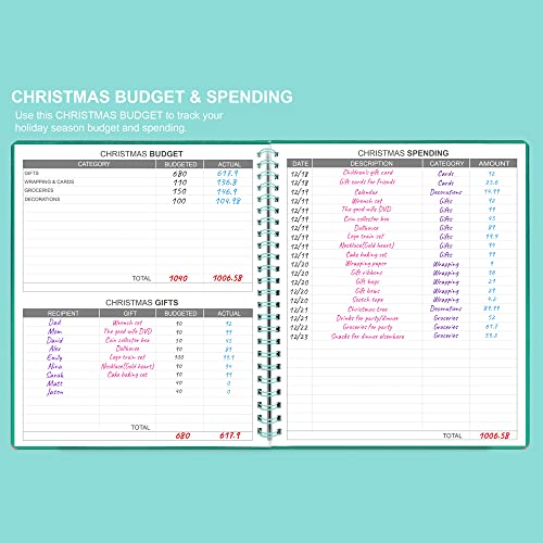 Nokingo Budget Planner & Monthly Bill Organizer with Pockets. Expense Tracker Notebook, Budgeting Journal and Financial Planner Budget Book to Control Your Money, 8" x 9.5", PU Leather, Teal - Image 4