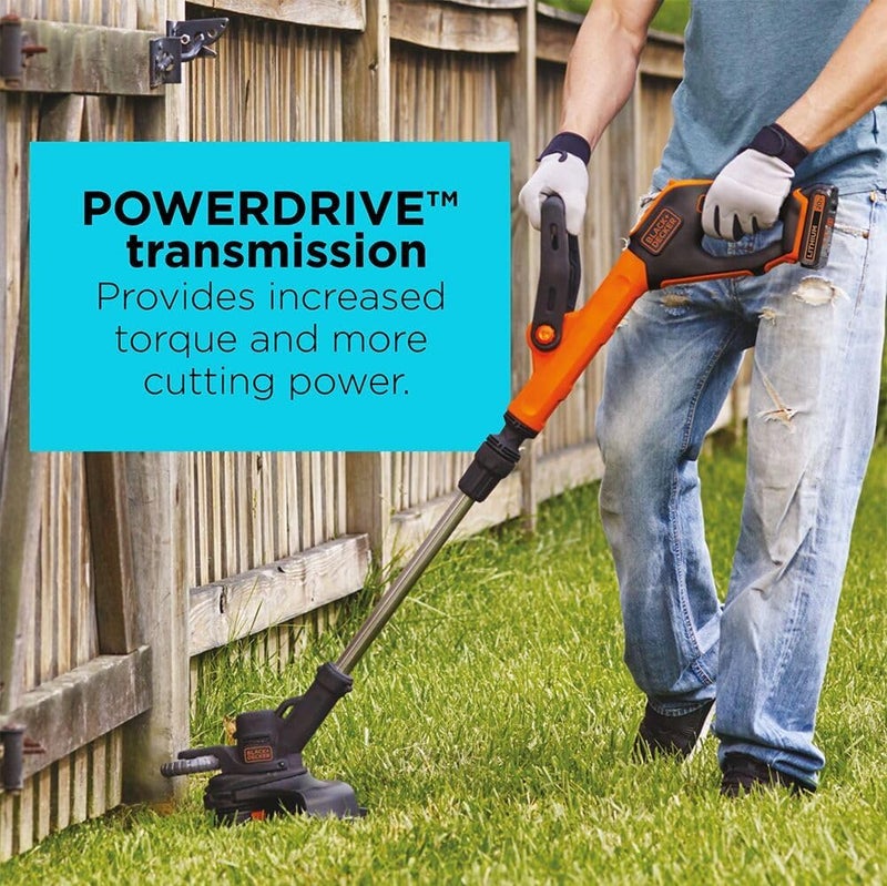 BLACK+DECKER 20V MAX Cordless String Trimmer and Edger with Spool, Battery and Charger Included, 2 Speed, 12 Inch (LST522) - Image 5