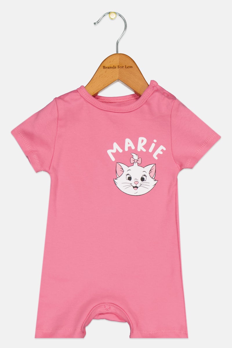 Disney Toddlers Girl Graphic Print Short Sleeves Rompers, Pink - Image 1