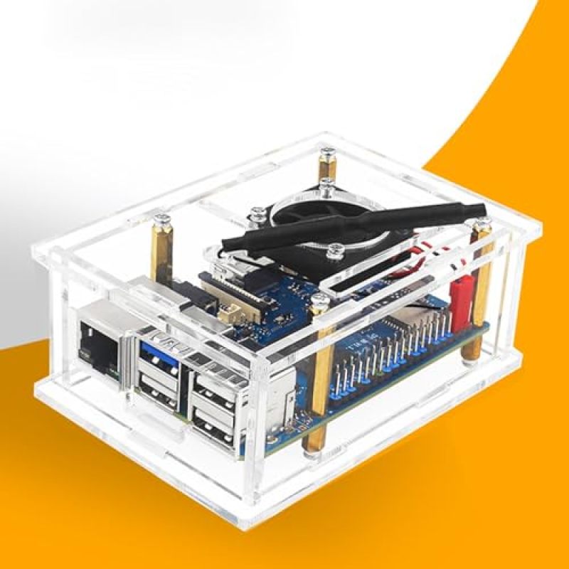 علبة أكريليك مع مروحة تبريد 5 فولت لـ Orange Pi 3B - حاوية شفافة بمحاذاة دقيقة للمنافذ للوحة التطوير - علبة إلكترونيات مكتبية DIY لبناة المختبرات المنزلية - Image 4