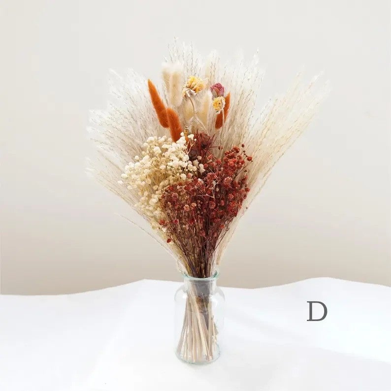 Bluejw Dried Flowers Bouquet Terracotta Color - Rustic Wedding Table Centerpiece Decor with Natural Dried Plants - Image 1