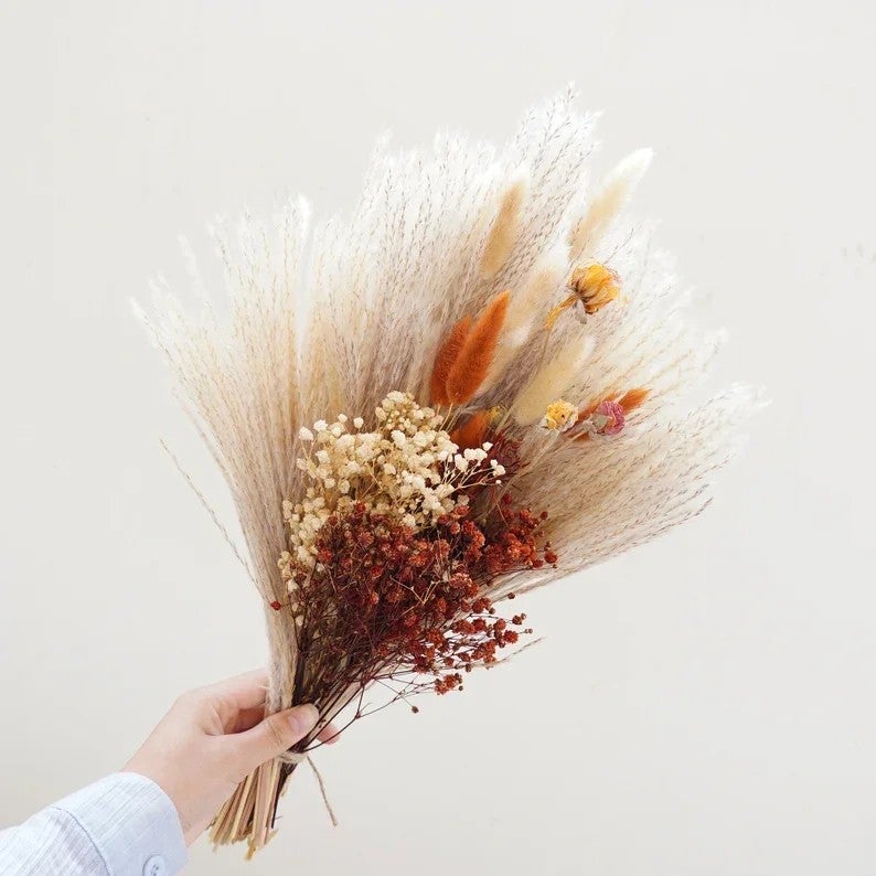 Bluejw Dried Flowers Bouquet Terracotta Color - Rustic Wedding Table Centerpiece Decor with Natural Dried Plants - Image 5