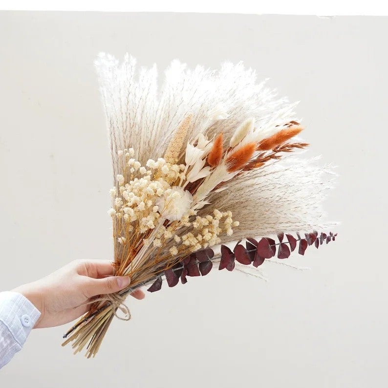 Bluejw Dried Flowers Bouquet Terracotta Color - Rustic Wedding Table Centerpiece Decor with Natural Dried Plants - Image 2