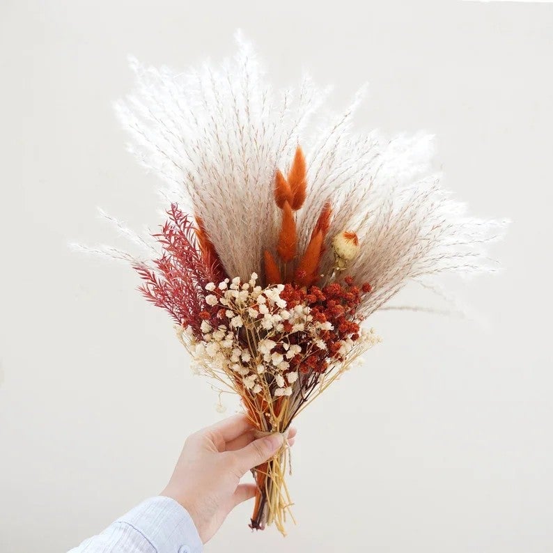 Bluejw Dried Flowers Bouquet Terracotta Color - Rustic Wedding Table Centerpiece Decor with Natural Dried Plants - Image 4