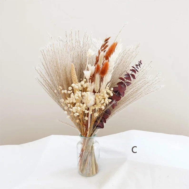 Bluejw Dried Flowers Bouquet Terracotta Color - Rustic Wedding Table Centerpiece Decor with Natural Dried Plants - Image 3