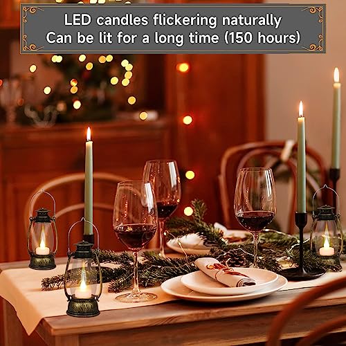 Reperla 12Pcs Mini Lantern for Halloween Decor, 6Inch Small Lanterns for Western Garden Camping Party Decorations, Vintage Candleholders Table Centerpiece, Forest Christmas Wedding Decorations (Brass) - Image 4
