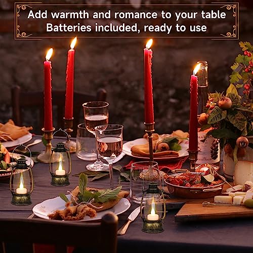 Reperla 12Pcs Mini Lantern for Halloween Decor, 6Inch Small Lanterns for Western Garden Camping Party Decorations, Vintage Candleholders Table Centerpiece, Forest Christmas Wedding Decorations (Brass) - Image 3