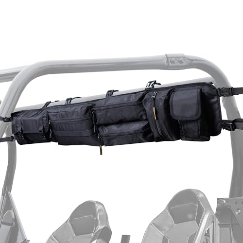 Larswon Heavy-Duty UTV Roll Cage Storage Bag Organizer - 7-Pocket Water Resistant Gear Bag Compatible with Polaris RZR, Can-Am, Honda Talon, Yamaha, ATV & Golf Carts Black - Image 1
