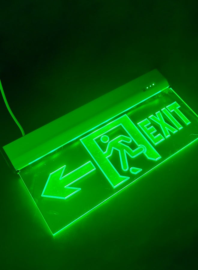 Rechargeable Fire Emergency Light pack of 2, LED Exit Sign Acrylic Panel light,Emergency Lighting Solution,Safety Exit Indicator(Exit left) - Image 1