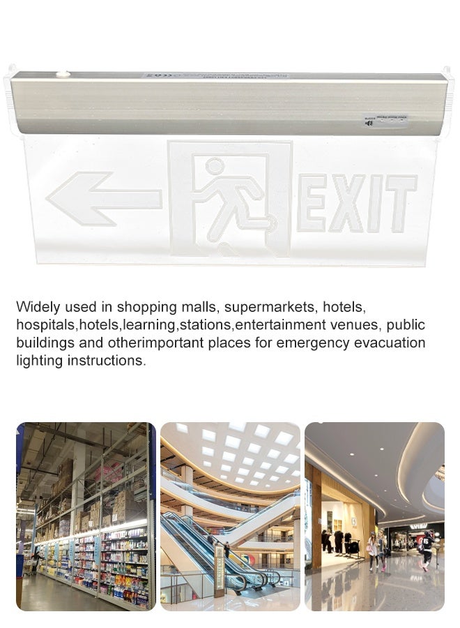 Rechargeable Fire Emergency Light pack of 2, LED Exit Sign Acrylic Panel light,Emergency Lighting Solution,Safety Exit Indicator(Exit left) - Image 2