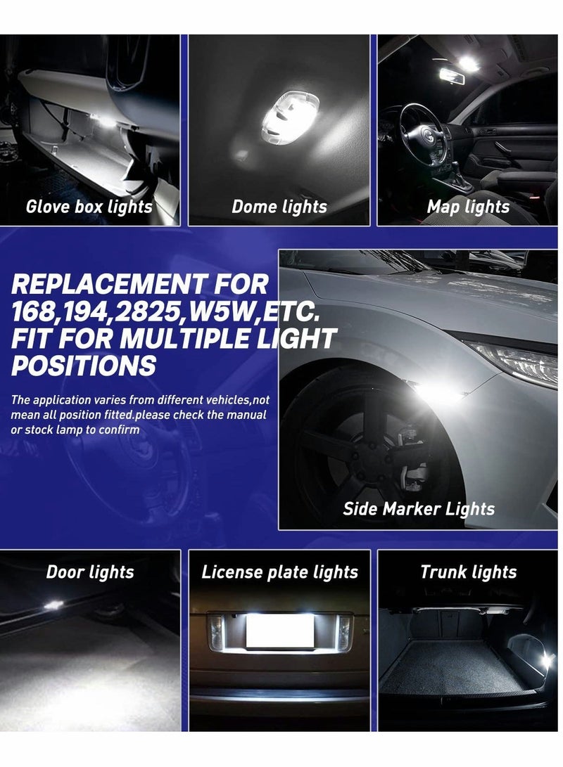 Loquat LED Bulb, Car Light, License Plate Light, 300% High Brightness, T10 168 2825 W5W LED Bulbs for Dome Map Door Courtesy Interior Car Lights 6000K White, Pack of 2 - Image 5