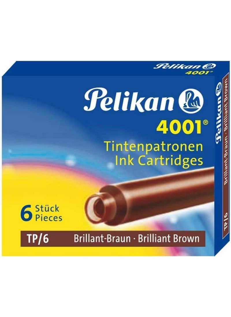 Pelikan TP6X Fountain Pen Cartridge Brown 