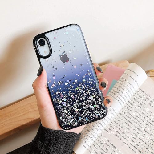 VONZEE® Case Compatible with iPhone XR (6.1 inch), Non Moving Glitter Cover for Girls & Women Soft TPU Shockproof Anti Scratch Drop Protection Cover (Black) - Image 5