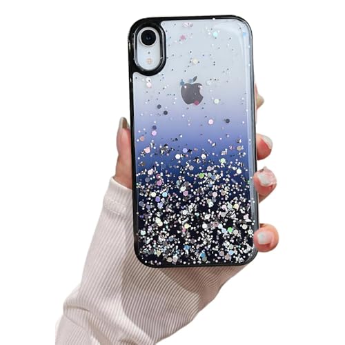 VONZEE® Case Compatible with iPhone XR (6.1 inch), Non Moving Glitter Cover for Girls & Women Soft TPU Shockproof Anti Scratch Drop Protection Cover (Black) - Image 1
