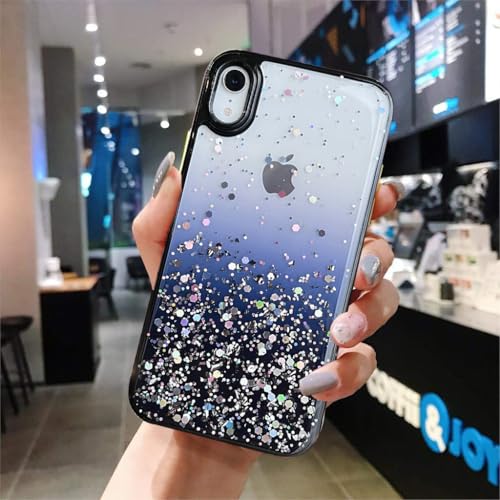 VONZEE® Case Compatible with iPhone XR (6.1 inch), Non Moving Glitter Cover for Girls & Women Soft TPU Shockproof Anti Scratch Drop Protection Cover (Black) - Image 4
