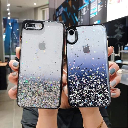 VONZEE® Case Compatible with iPhone XR (6.1 inch), Non Moving Glitter Cover for Girls & Women Soft TPU Shockproof Anti Scratch Drop Protection Cover (Black) - Image 3
