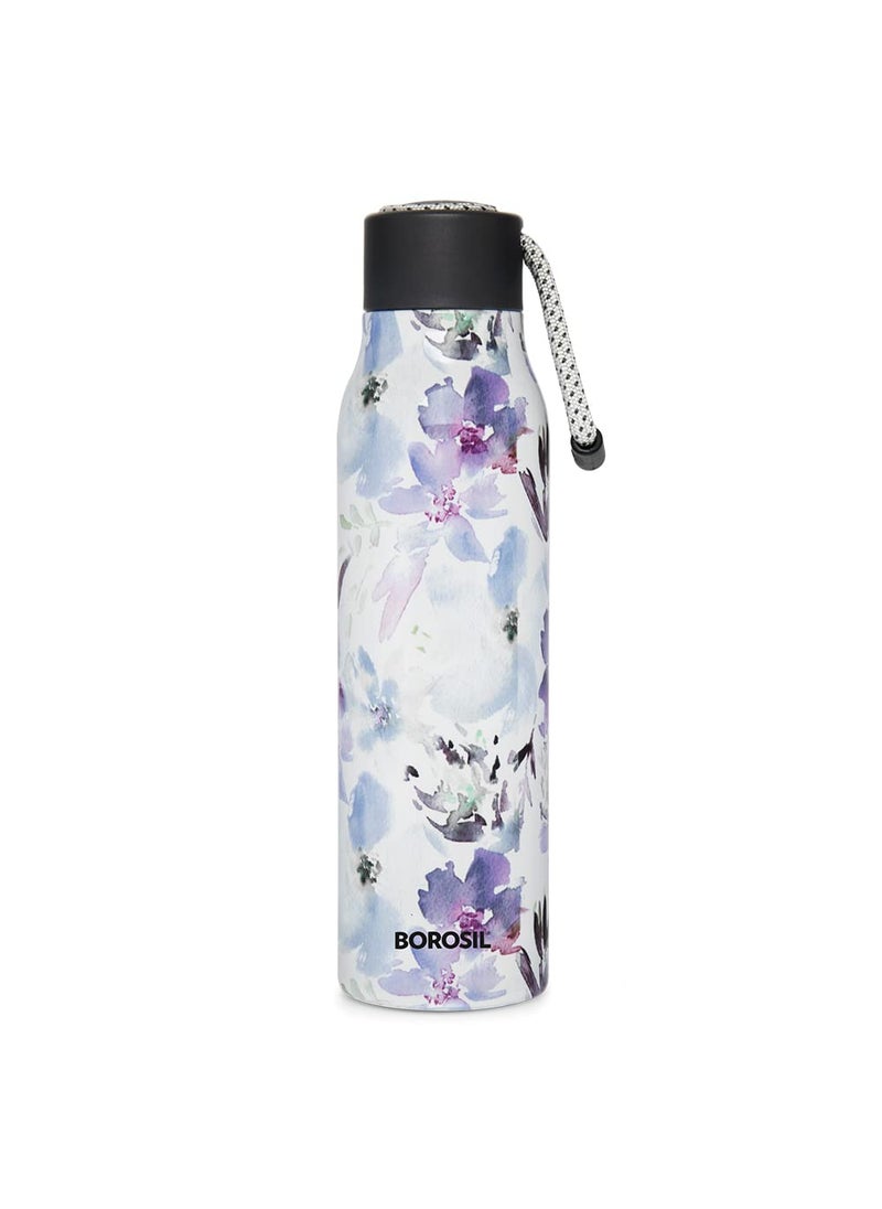 BOROSIL Borosil Hydra Aquasoul Flora 600 ml Stainless Steel Water Bottle | Double Wall Vacuum Insulated Flask, Leakproof, Wide Mouth with Strap | 12 Hours Hot & Cold | 1 Year Warranty  - Image 2