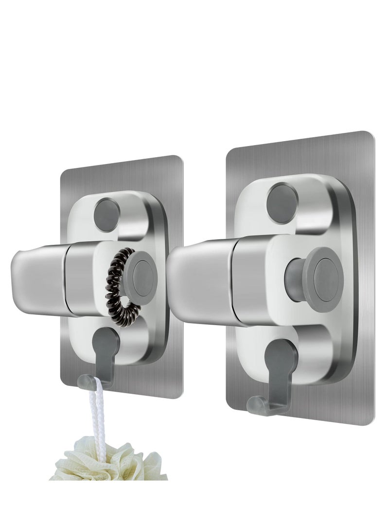 Shower Head Holder, 2 Pack Strong Adhesive Waterproof Handheld Shower Holder, Adjustable Shower Head Holder, Silver - Image 1