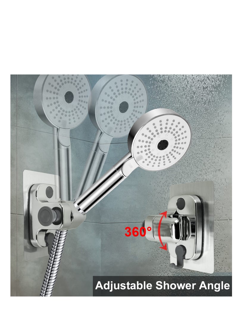 Shower Head Holder, 2 Pack Strong Adhesive Waterproof Handheld Shower Holder, Adjustable Shower Head Holder, Silver - Image 2