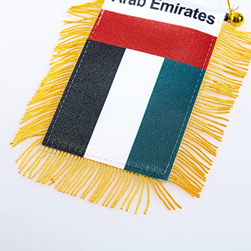 CANTENDO 2 Pack United Arab Emirates Window Hanging Flag,Mini United Arab Emirates Car Flag with Pole Tassel Suction Cup Rearview Mirror Decoration(3x5 Inch) - Image 4