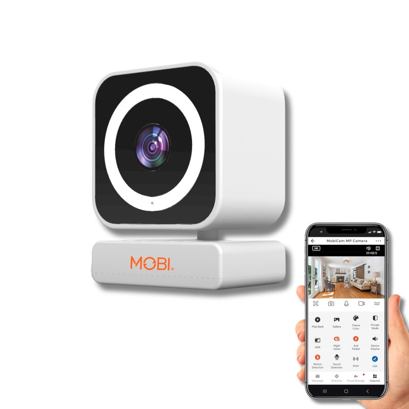 MobiCam MP Smart Home/Office Camera with 3MP Resolution, 2-Way Audio, Night Vision, 30-Second Setup, Dual WiFi (2.4GHz & 5GHz), BLE Connectivity â€“ High-Resolution IP Monitoring Camera (Model 2025) - Image 1