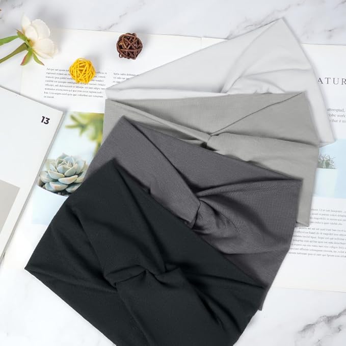 Nariele 6Pcs Womens Elastic Headbands Wide Bow Hairband Fashion Yoga Hair Bands Wraps BowKnot Cute Hair Bands Hair Accessories for Daily Sport Fitness