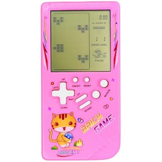 CUTE CAT MODEL BRICK GAME CONSOLE 23 BRICK GAMES TANK WAR MINI RETRO GAME MACHINE KIDS TOY PORTABLE PORTABLE GAME DEVICE (PINK) - Image 2