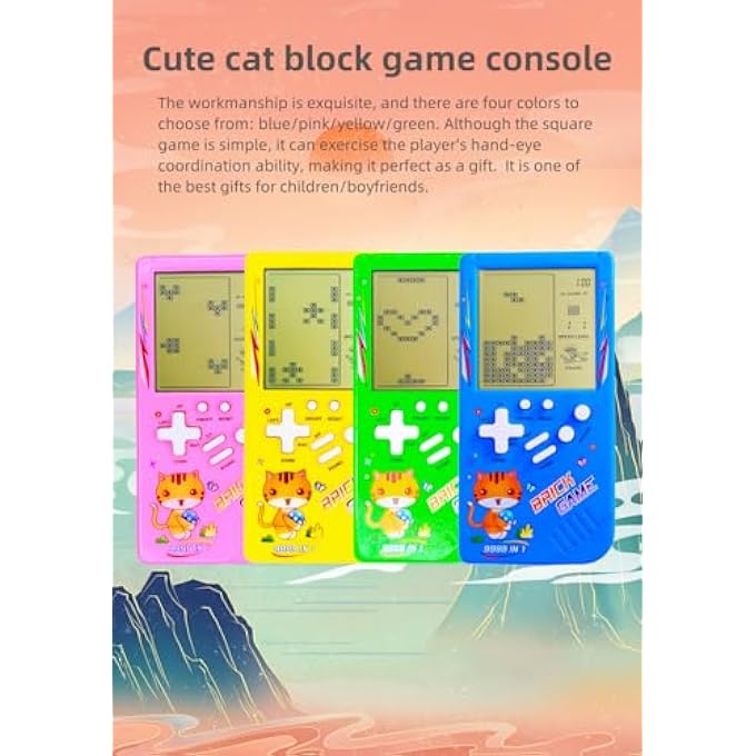 CUTE CAT MODEL BRICK GAME CONSOLE 23 BRICK GAMES TANK WAR MINI RETRO GAME MACHINE KIDS TOY PORTABLE PORTABLE GAME DEVICE (PINK) - Image 3