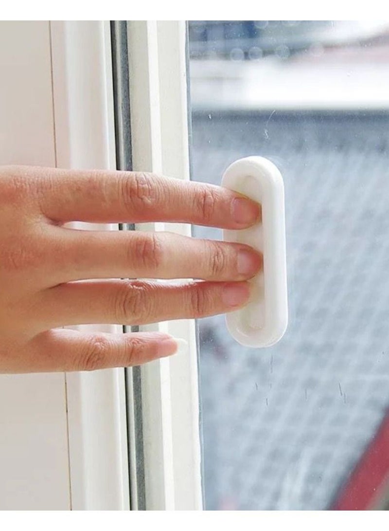 4pcs White Auxiliary Door Handles Sliding Door Handle Self-adhesive ABS  - Image 2