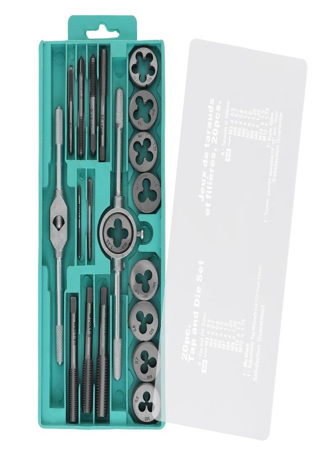 OriGlam 20pcs Alloy Steel, Tap and Die Set, Metric Standard Tap and Die, Thread Tool, Essential Threading Home Tool Cutting Threads for Cutting External and Internal Threads - Image 1