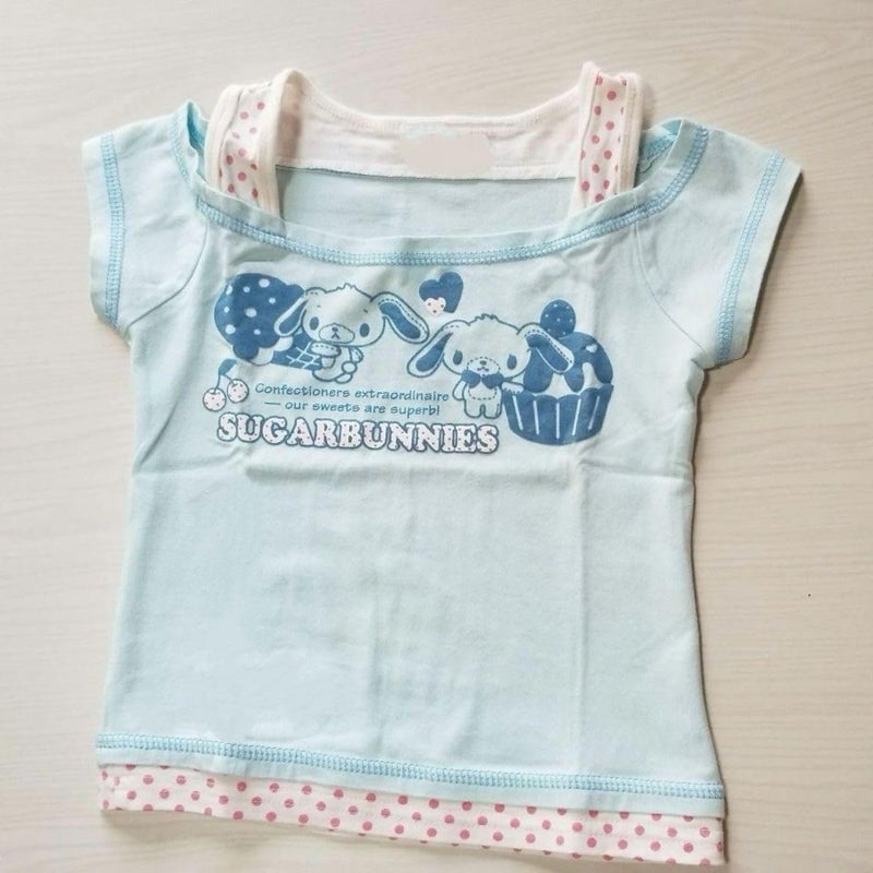 MANGMAO Kawaii Cutecore Tops Harajuku Vintage Y2k 2000s Shirts Summer Alt Goth Emo Short Sleeve Graphic Tees (Blue Polka Dot,Medium) - Image 4