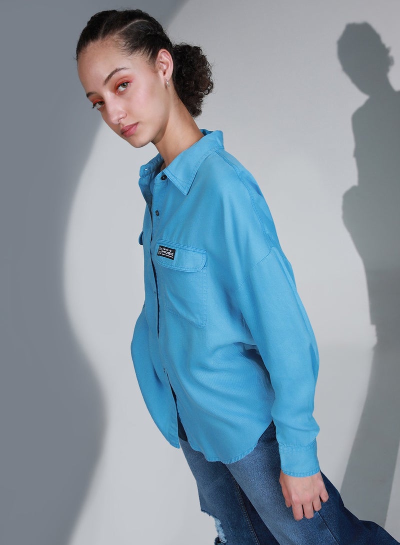 Hubberholme Women’s Blue Shirt – Stylish Casual Wear, Comfortable Fit, Perfect for Work & Everyday Style - Image 3