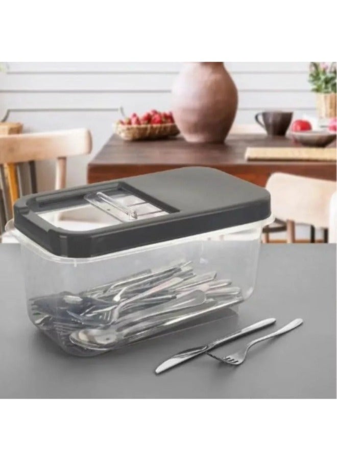 Dunya Slide Storage Container Box With Clear Slide Lid For Easy Use Can Storage Seeds And Legumes Black (5L)  - Image 5
