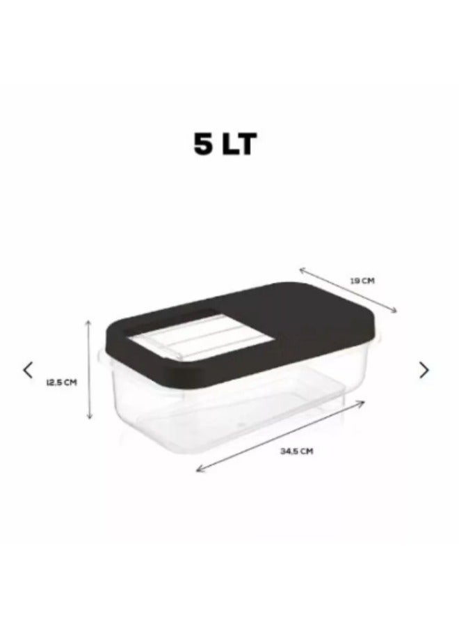 Dunya Slide Storage Container Box With Clear Slide Lid For Easy Use Can Storage Seeds And Legumes Black (5L)  - Image 3