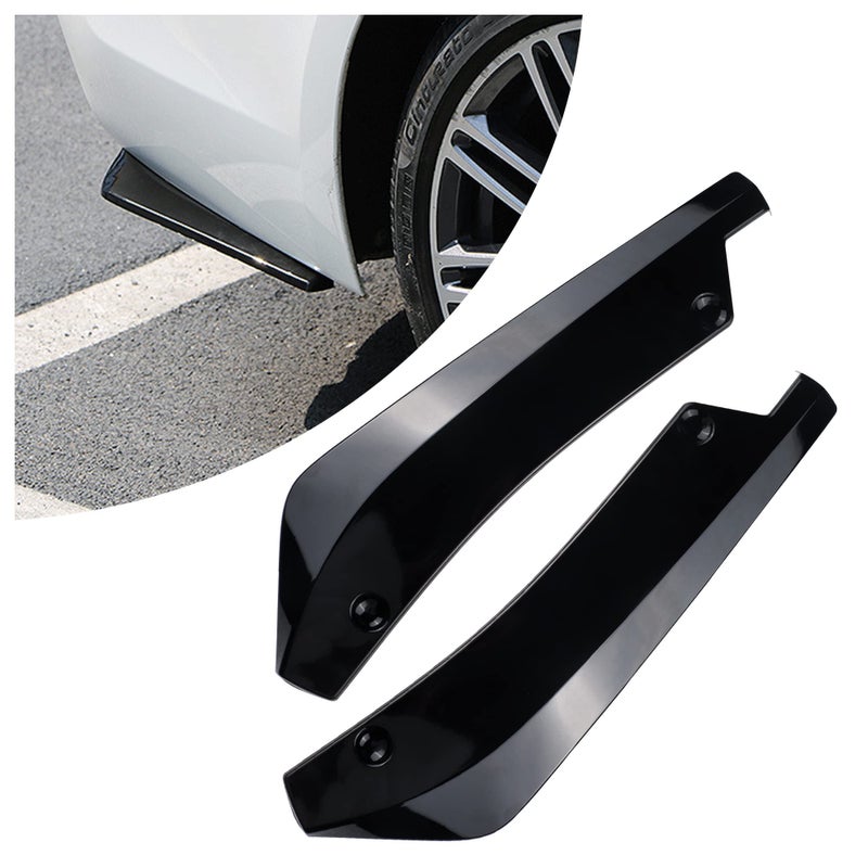 A Pair of Rear Bumper Lip Guards 17" DIY Car Exterior Decoration,Anti-Collision Body Parts&Trim for Diffuser Splitter,Blade Rear Shovel,Front Bumper Lip,Side Fender Skirt Lip (Black/2pcs)