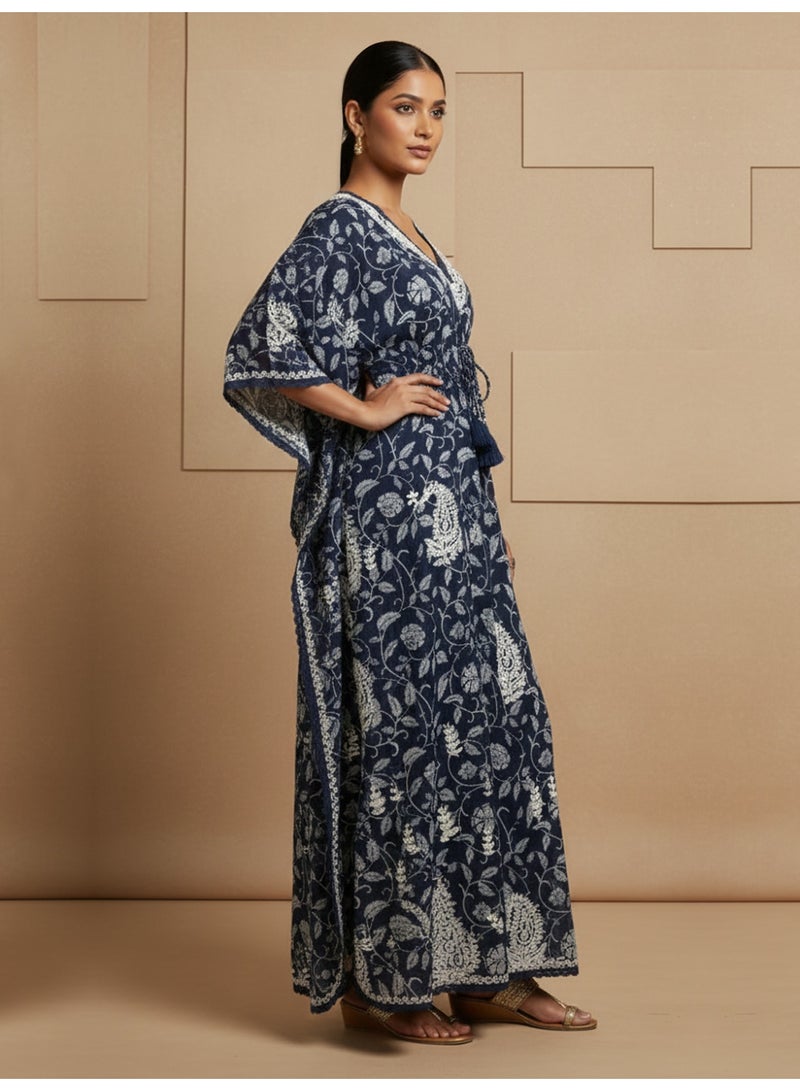 الايا كفتان مطرز يدويًا بالقطن شيكانكاري - Image 3