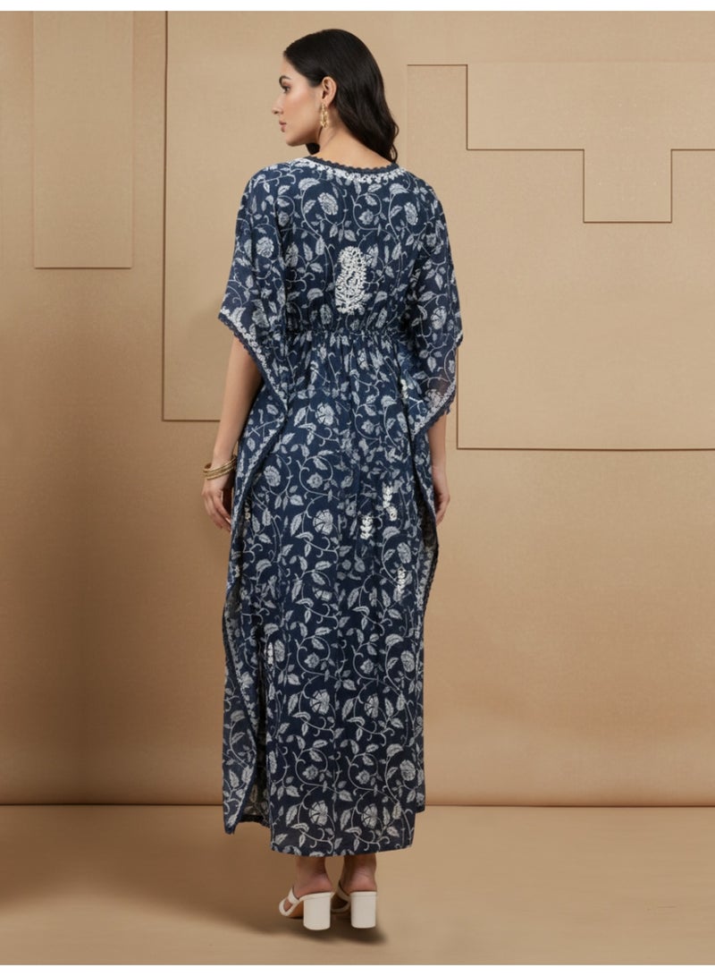 الايا كفتان مطرز يدويًا بالقطن شيكانكاري - Image 2