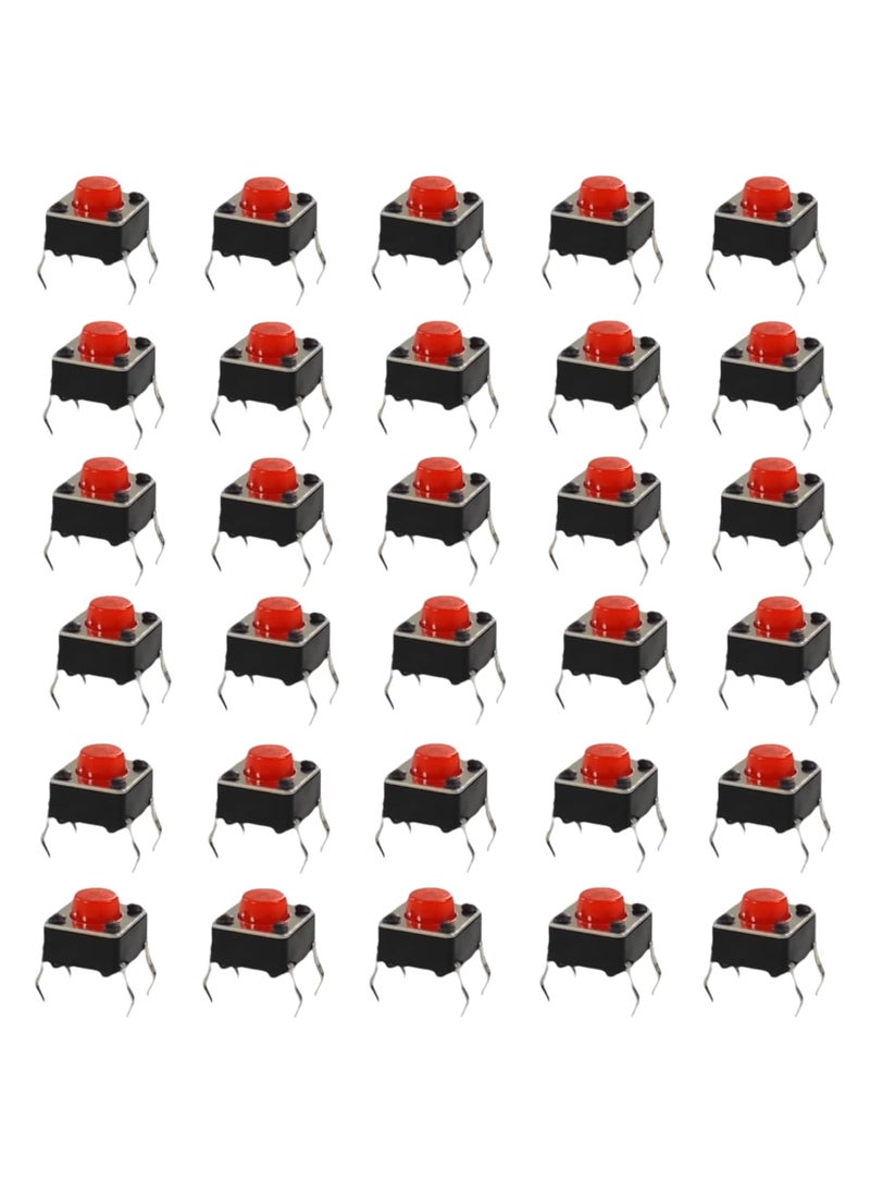 UNIVERSAL HUB Push Button RED Tactile Micro Switch 12mm 4 pin Pack of 50  - Image 1