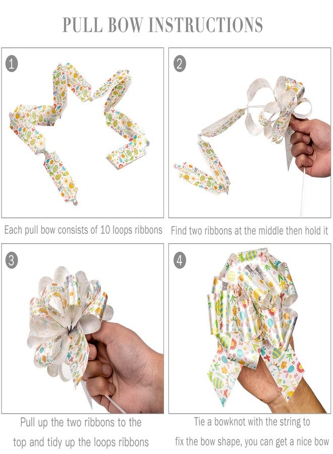 WRAPAHOLIC 18 Pcs Easter Gift Pull Bows Assortment - 5 Inches Diameter Easter Spring Theme Pull String Bows for Holiday, Party Favors, Decor - Image 4