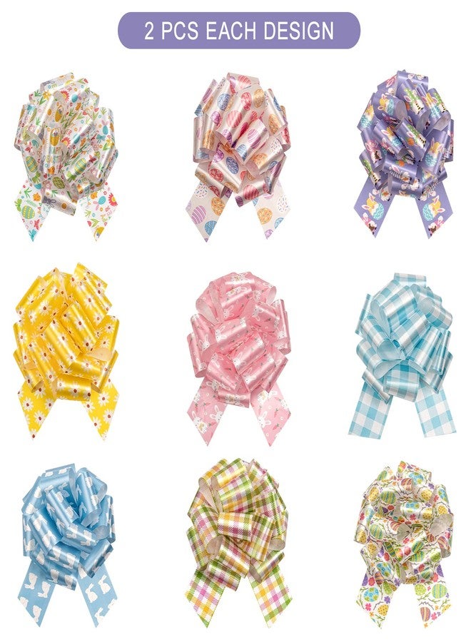 WRAPAHOLIC 18 Pcs Easter Gift Pull Bows Assortment - 5 Inches Diameter Easter Spring Theme Pull String Bows for Holiday, Party Favors, Decor - Image 2