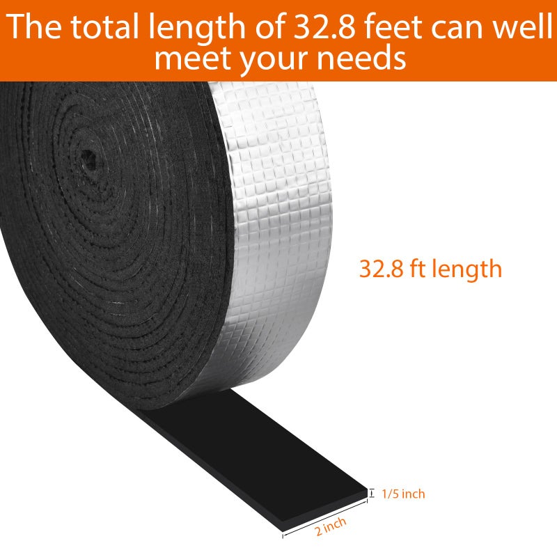 Allwin Pipe Insulation Wrap - 2" Wide X 33 Ft Outdoor Pipe Foam Insulation Tape Self Adhesive for Winter Freeze Protection Insulation Wrap- Aluminum Foil Finish - Image 2
