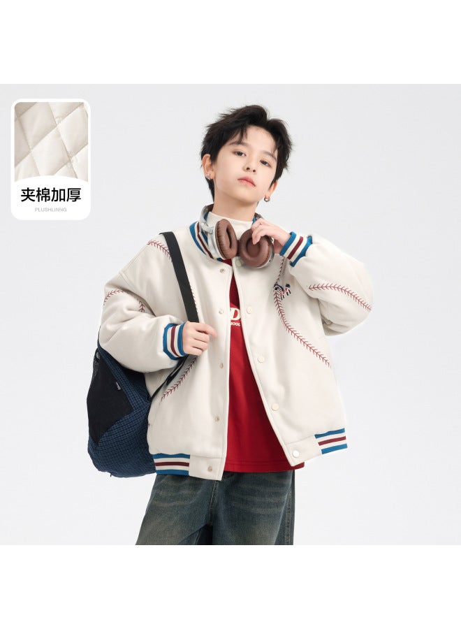 Boys' Winter Korean-style Thickened Sports Baseball Cotton Jacket  New Model Children's Windproof Warm Padded Coat
