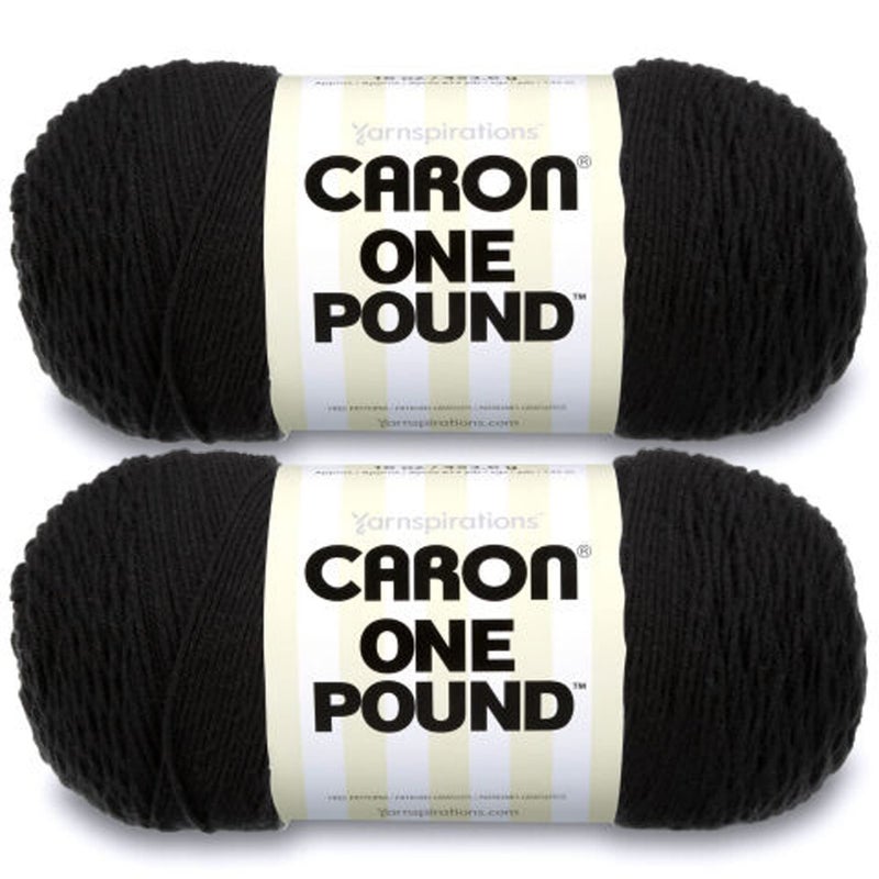 Caron One Pound Black Yarn  2 Pack of 454g16oz  Acrylic  4 Medium Worsted  812 Yards  KnittingCrochet