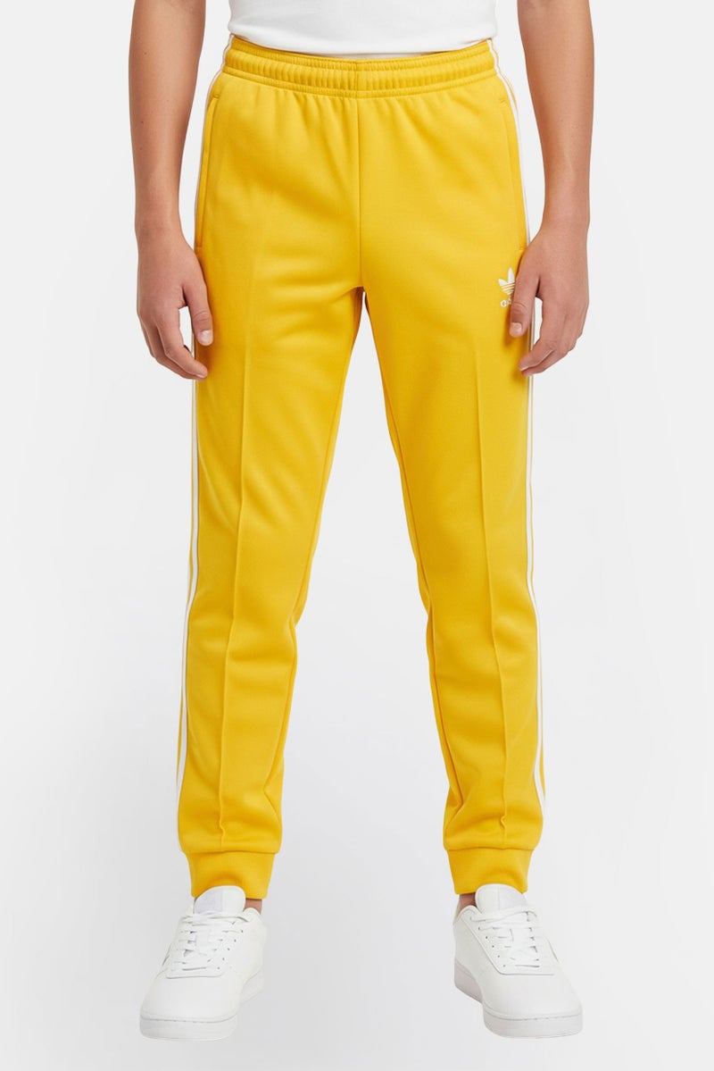 adidas Originals Kids Boy Embroidered Logo Training Sweatpants, Yellow - Image 1