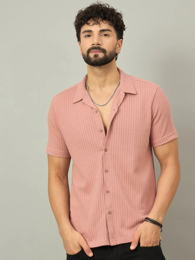Take Two REPRISE Peach Textured Buttoned Shirt